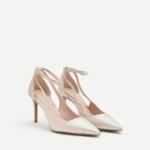 Décolleté oro in tessuto glitter