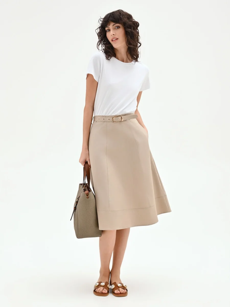 Abito beige scuro con corpetto a contrasto – Image 8