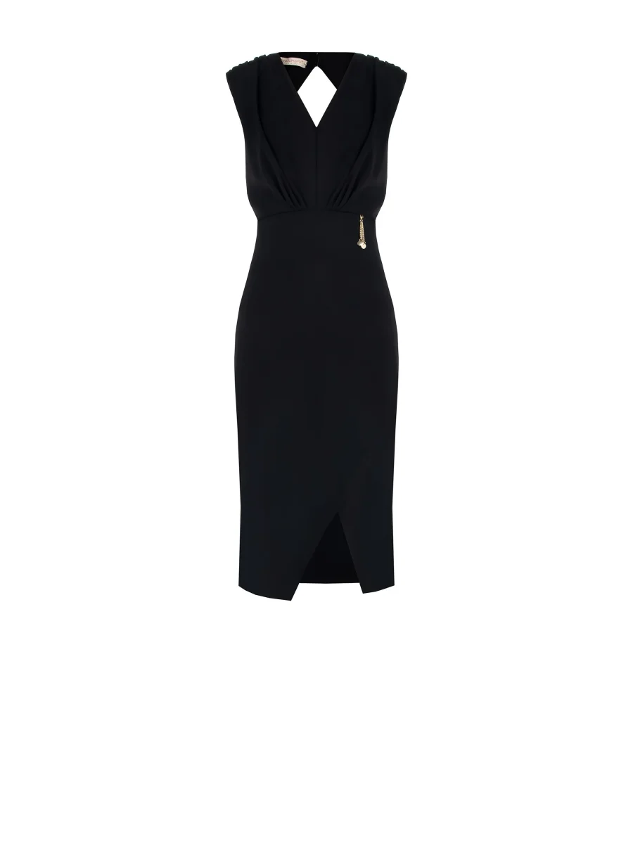 Abito tubino nero con dettaglio catena – Image 6