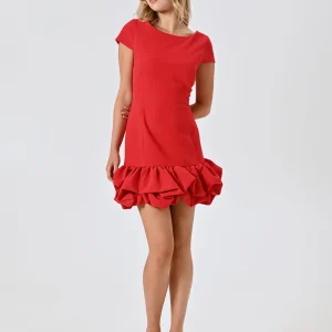 Abito Rosso con Gonna a Palloncino