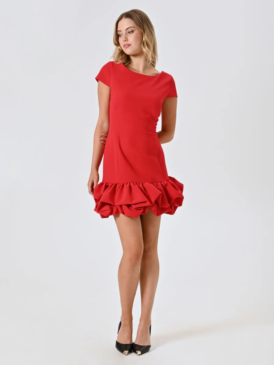 Abito Rosso con Gonna a Palloncino – Image 2