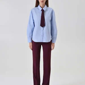 Camicia azzurra in cotone con cravatta