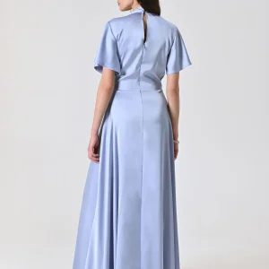 Abito Lungo Azzurro con Fiocco