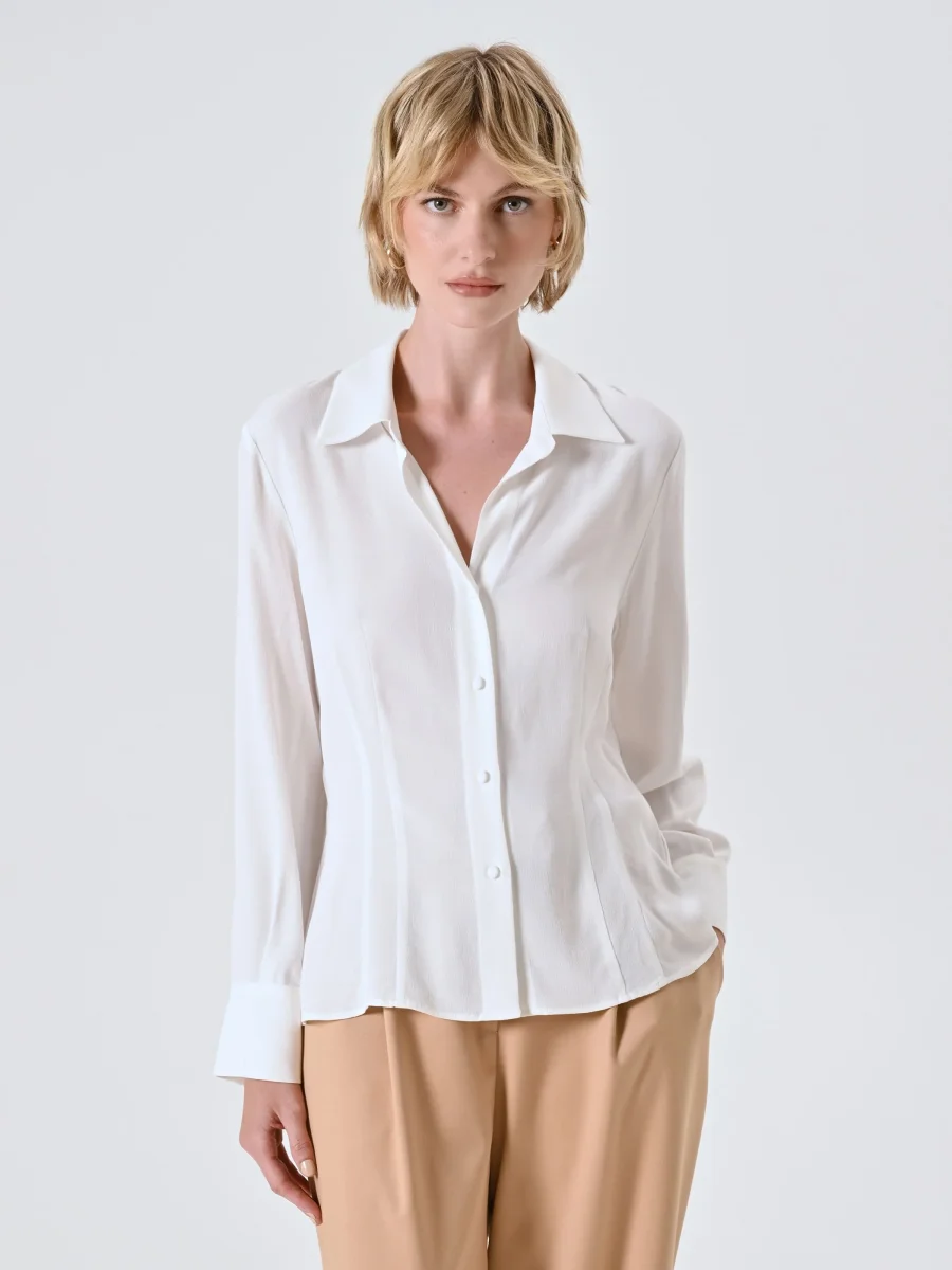Camicia Bianca in Crepe di Viscosa – Image 3