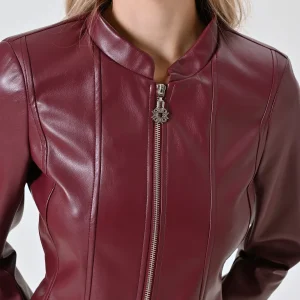 Giacca in Simil Pelle Bordeaux