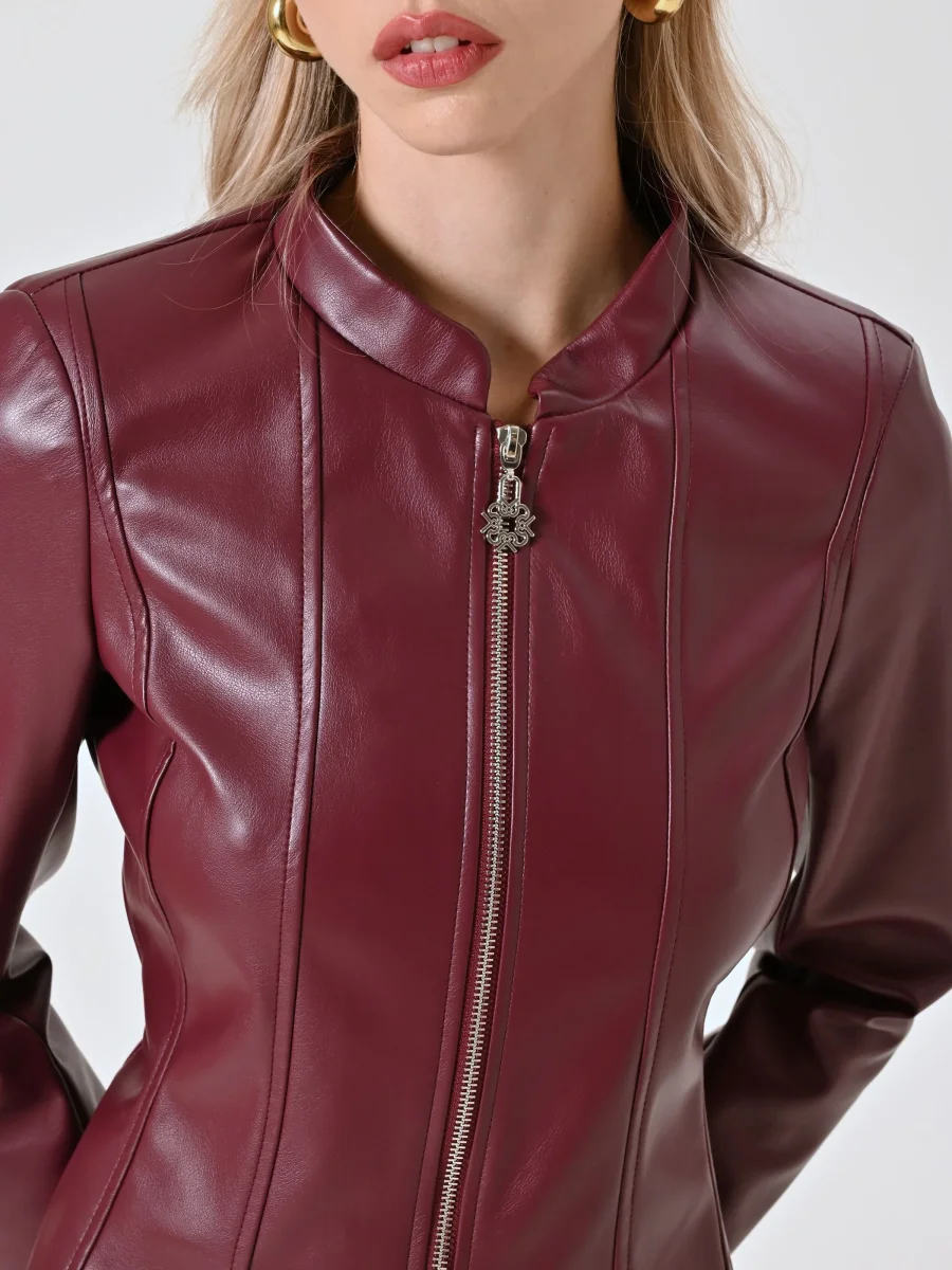 Giacca in Simil Pelle Bordeaux