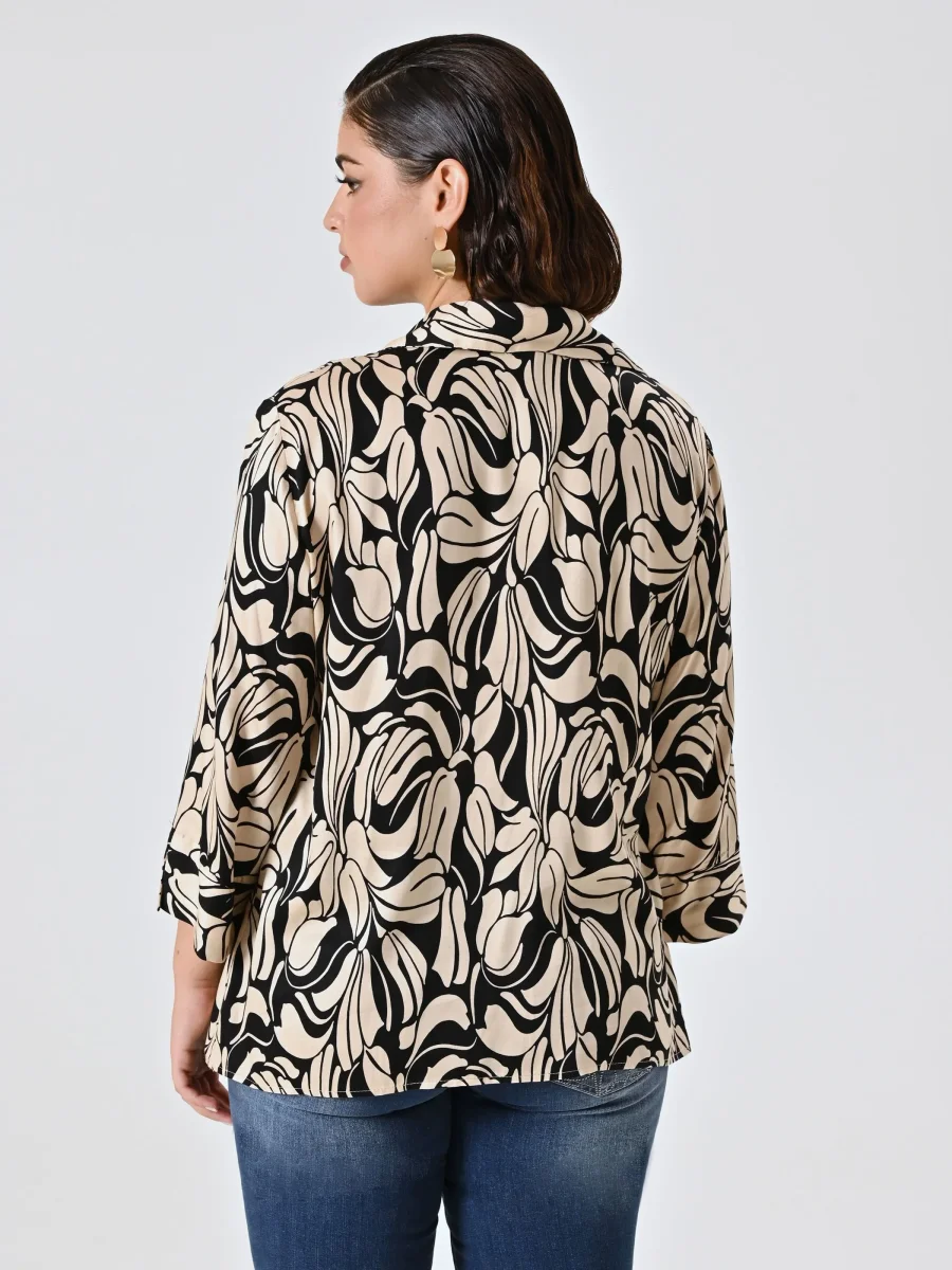 Blusa curvy stampa Floreale Black & White – Image 3