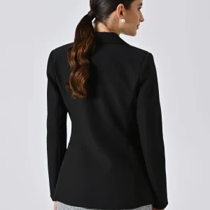 Giacca Nera Doppiopetto con Bottoni Cerchiati