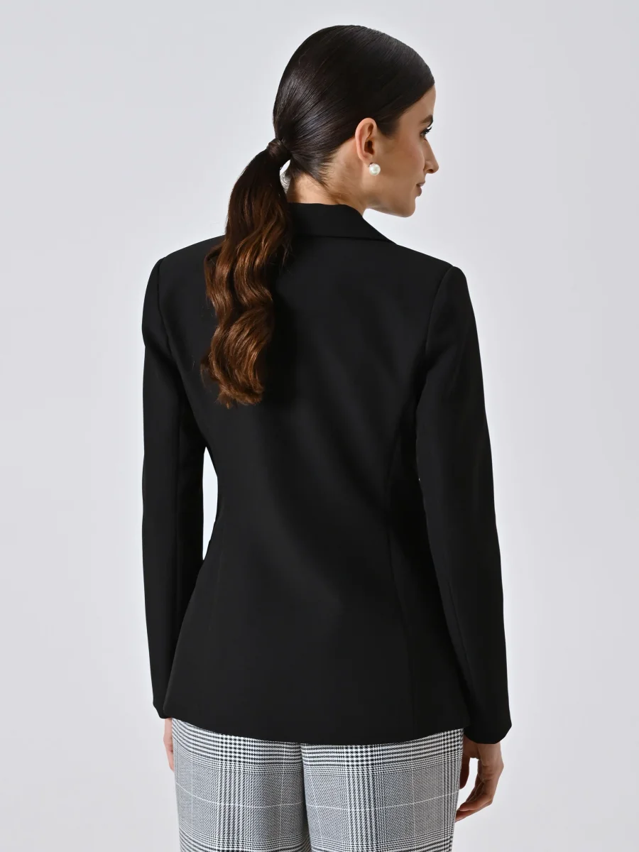 Giacca Nera Doppiopetto con Bottoni Cerchiati