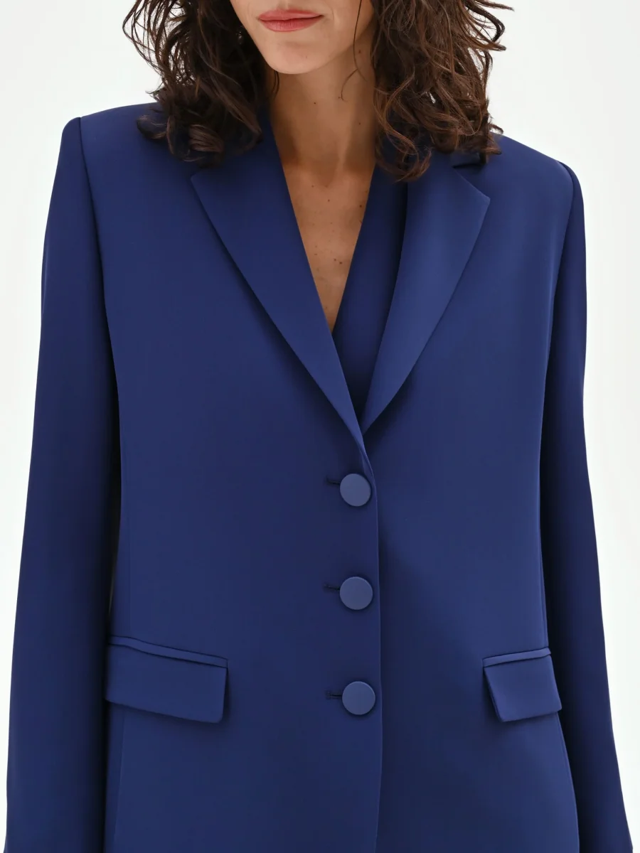 Giacca Studio blu indaco con bottoni rivestiti – Image 5