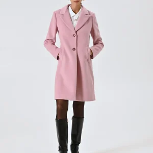 Cappotto Rosa Malva Midi in Velour