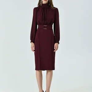 Tubino Bordeaux con Fibbia Geometrica