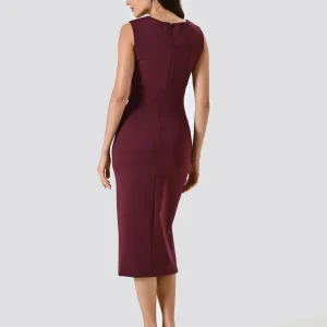 Tubino Midi con Fiocco in Punto Milano Bordeaux