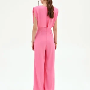 Tuta rosa con pantalone a palazzo