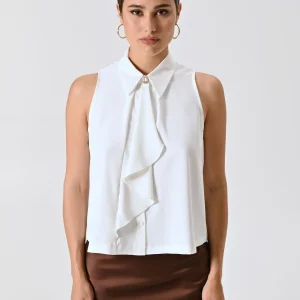 Camicia Smanicata con Rouche Bianca