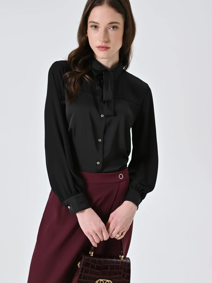 Camicia Nera con Fiocco Removibile – Image 7