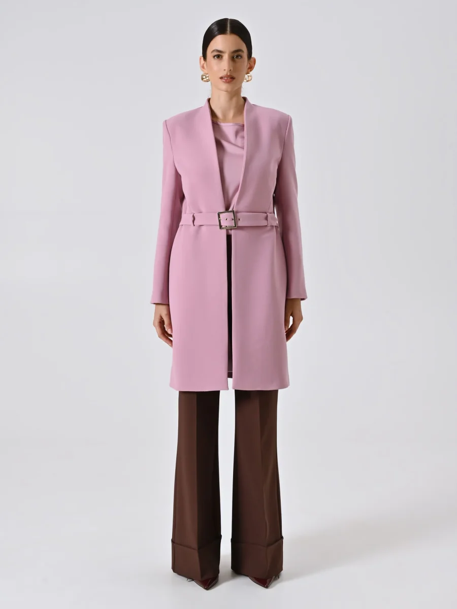 Spolverino Rosa Malva con Fibbia Geometrica – Image 2