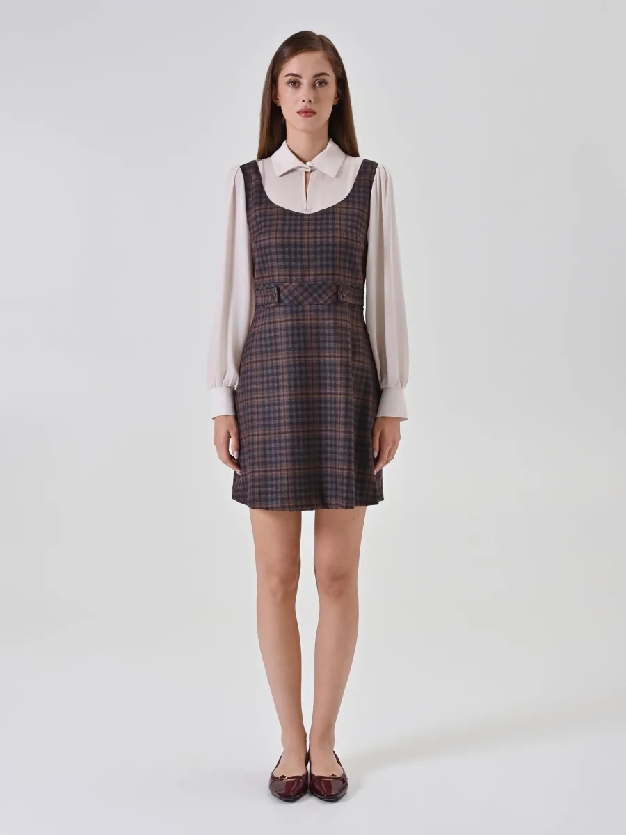 Abito Blusa Check Bordeaux – Image 3
