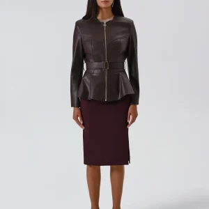 Giacca Marrone in Similpelle con Baschina