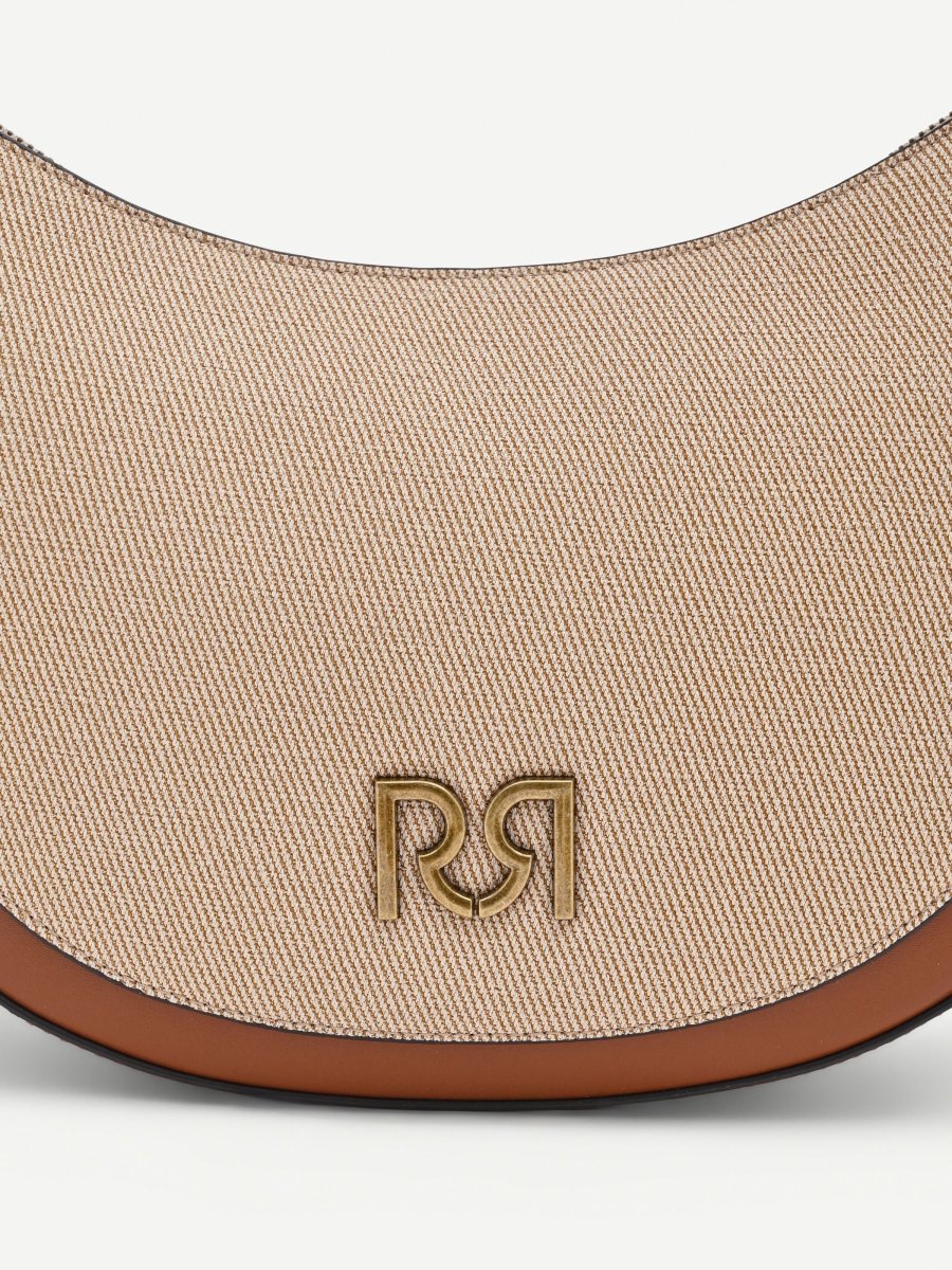 Borsa a tracolla beige con logo – Image 4