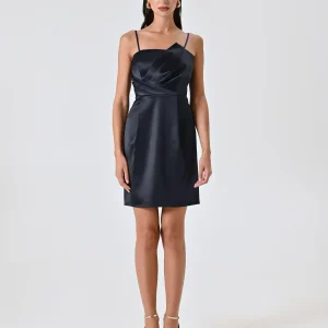 Abito Blu a Ruota in Raso