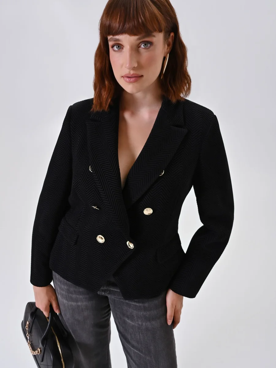 Giacca Curvy Nera Doppiopetto – Image 8