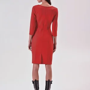 Tubino Rosso in Punto Milano con Dettaglio Cut Out