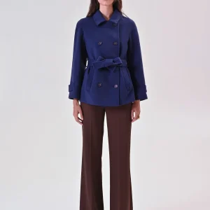 Cappotto Blu Corto in Velour