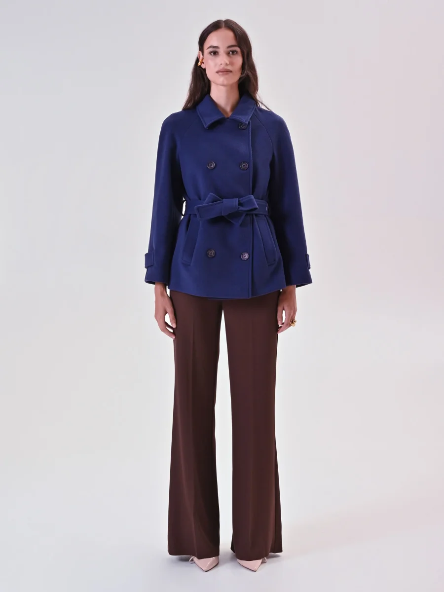 Cappotto Blu Corto in Velour