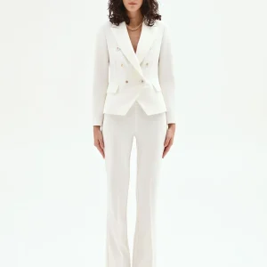 Giacca doppiopetto bianca con bottoni gioiello