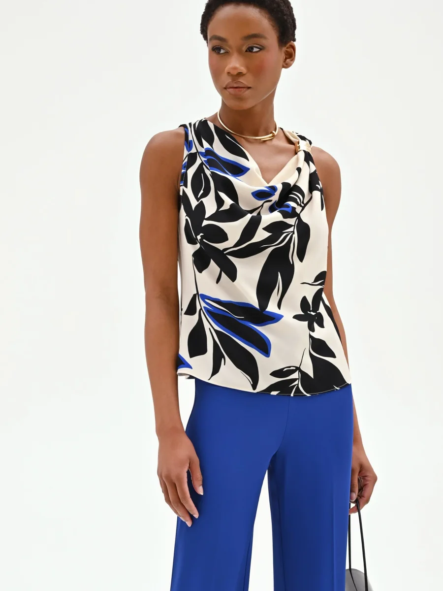 Top asimmetrico blu cina con stampa astratta – Image 7