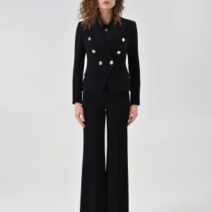 Giacca doppiopetto nera motivo chevron