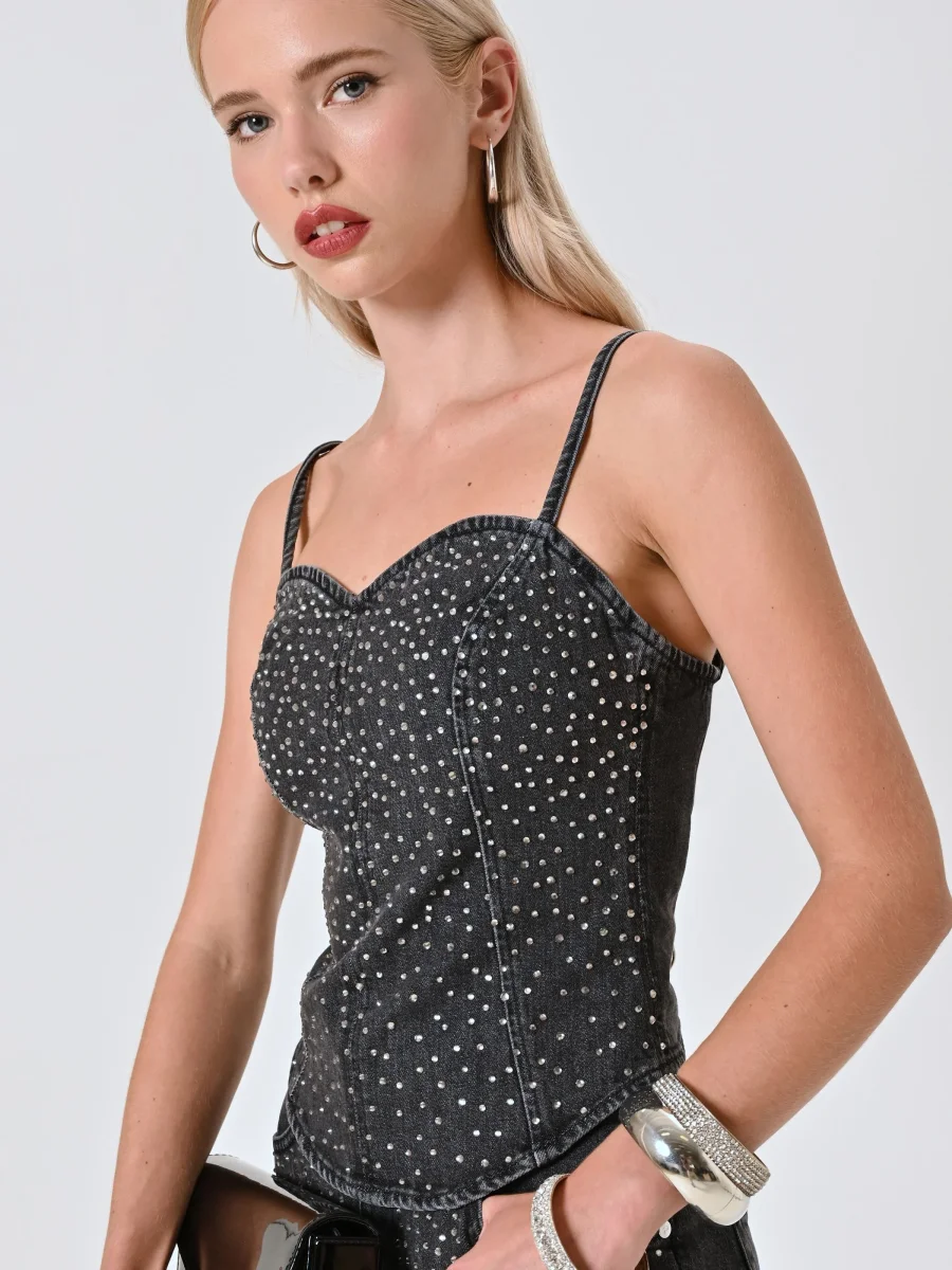 Top Grigio con Strass – Image 8