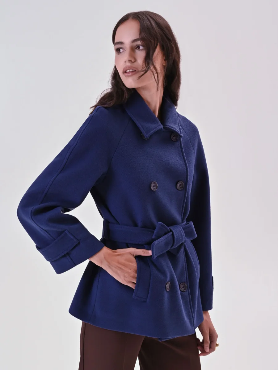 Cappotto Blu Corto in Velour – Image 5