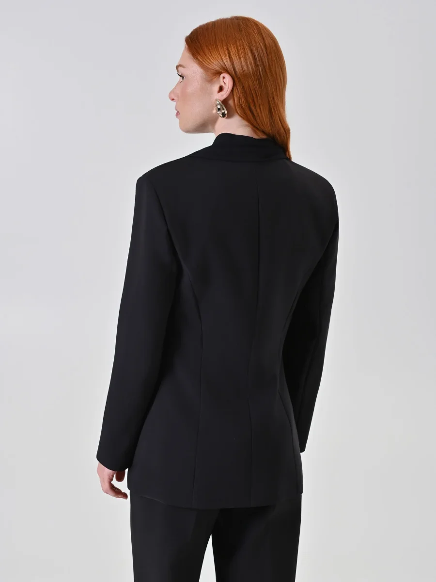 Giacca Nera con Rever Drappeggiato – Image 6