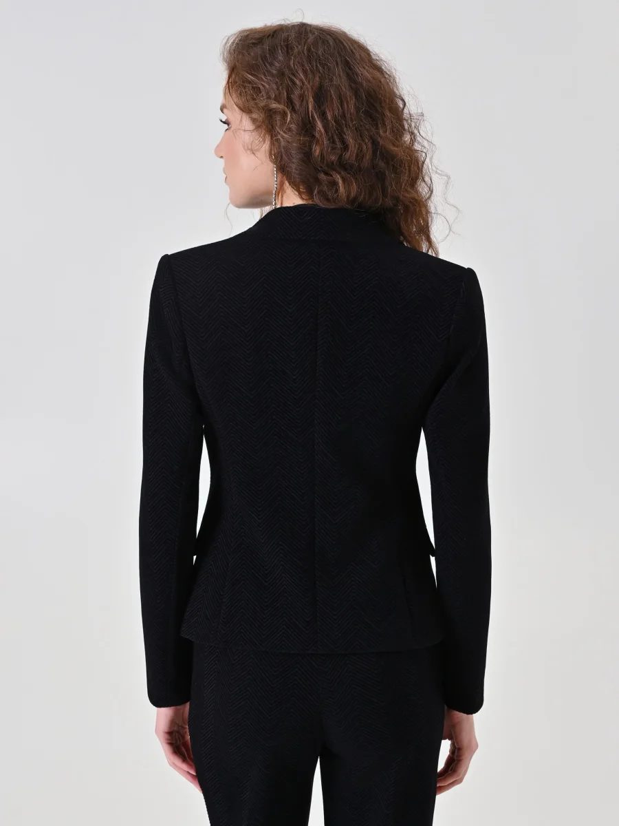 Giacca doppiopetto nera motivo chevron – Image 4