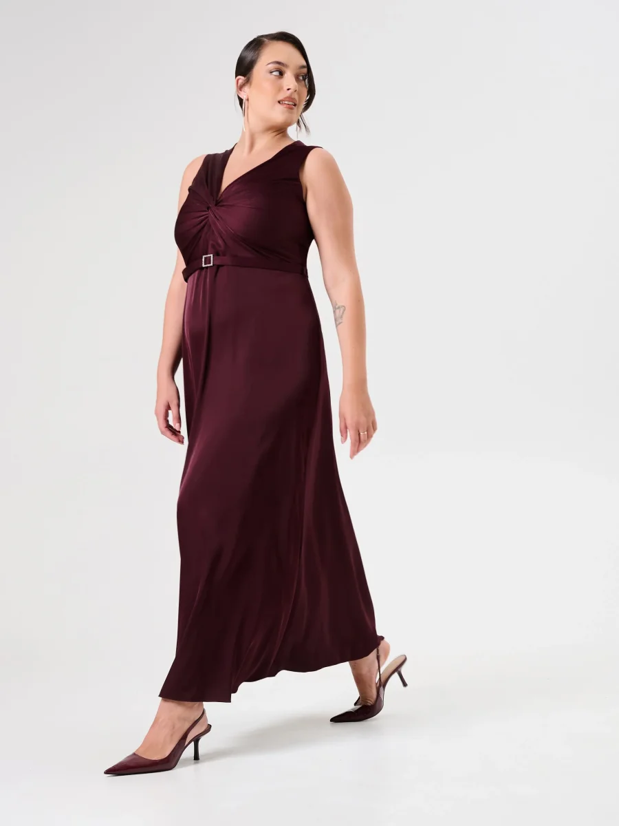 Abito Curvy Lungo Bordeaux – Image 2