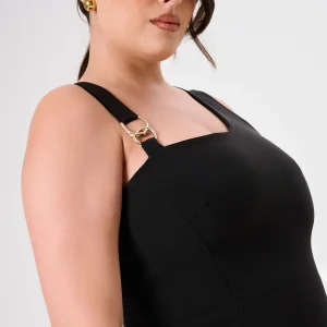 Tubino Nero Curvy con Inserto Gioiello