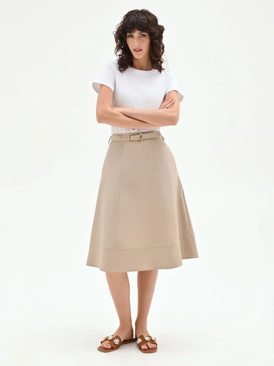 Abito beige scuro con corpetto a contrasto – Image 6