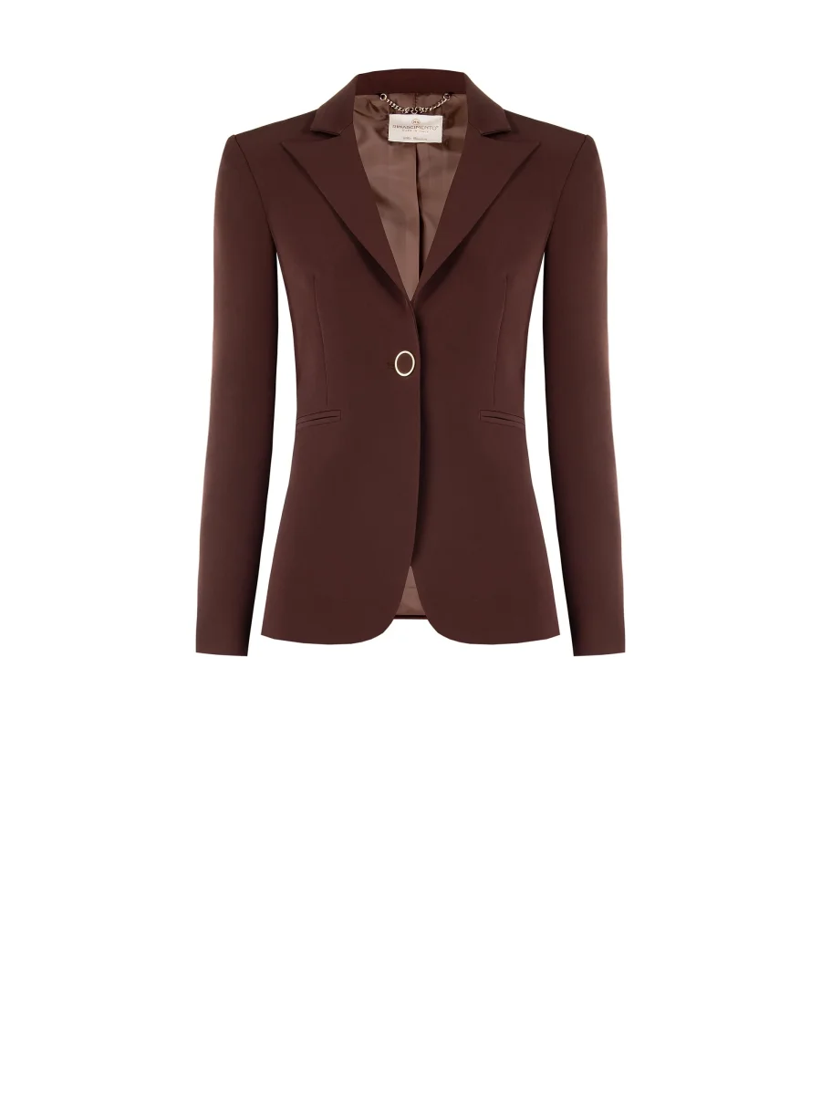 Giacca Monopetto in Tessuto Tecnico Marrone – Image 4