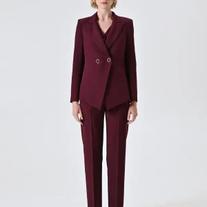 Giacca Bordeaux Doppiopetto in Tessuto Tecnico