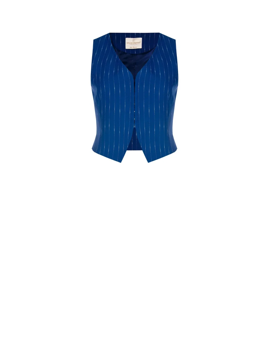 Gilet blu brillante effetto gessato – Image 7