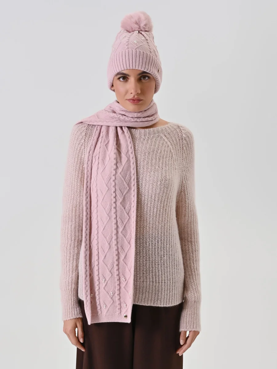 Cappello con Pon Pon e Trecce Rosa