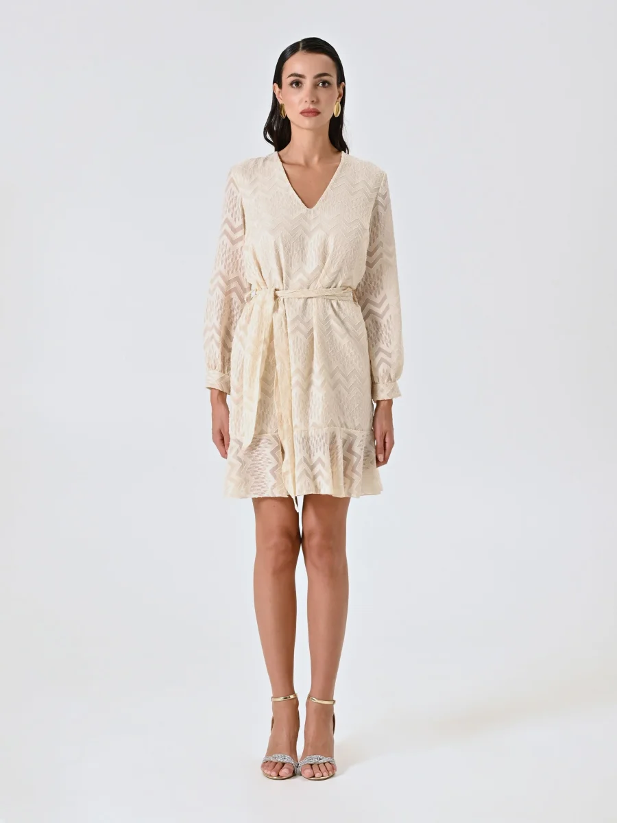 Abito Devoré Bianco con Balza – Image 4