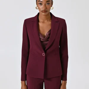 Giacca Monobottone Bordeaux in Tessuto Tecnico