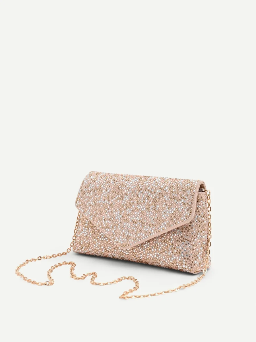 Pochette gioiello rosa cipria con strass all over – Image 3