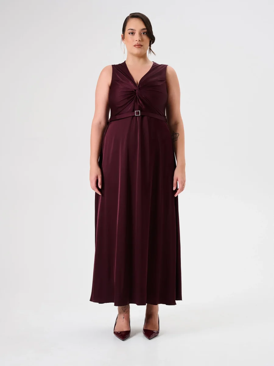 Abito Curvy Lungo Bordeaux – Image 3
