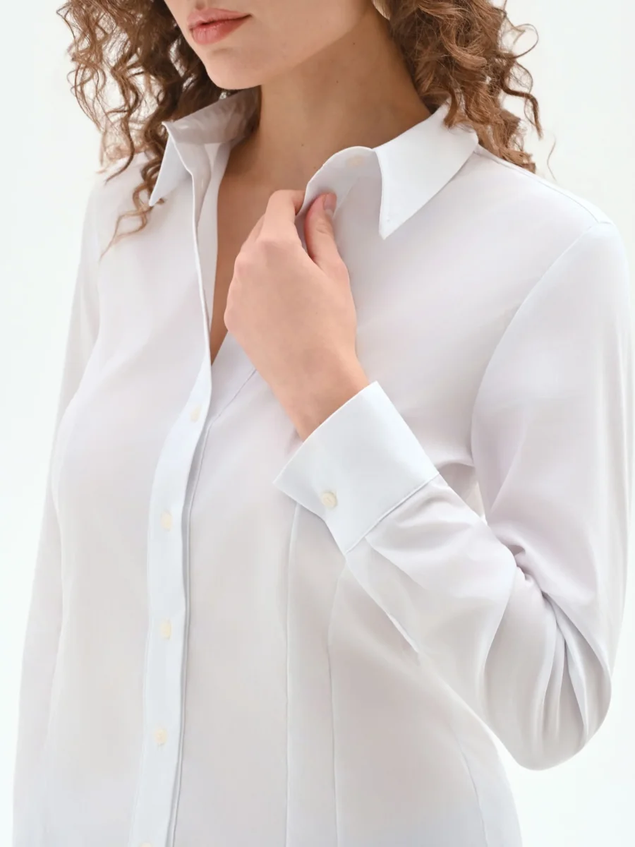 Camicia bianca sagomata in cotone – Image 5