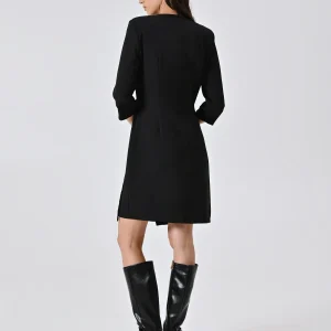 Abito Wrap con Nastri in Raso e decoro Gioiello Nero