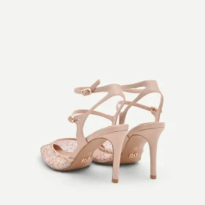 Décolleté rosa cipria con cristalli